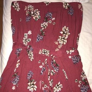 Lottie Moss muave floral strapless romper